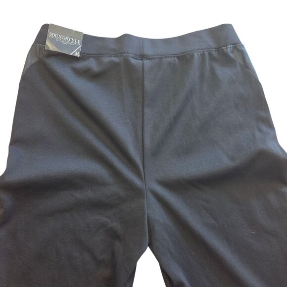 NWT Soundstyle Faux Leather Front Knit Back Women's Black Legging Pants M - Picture 3 of 9